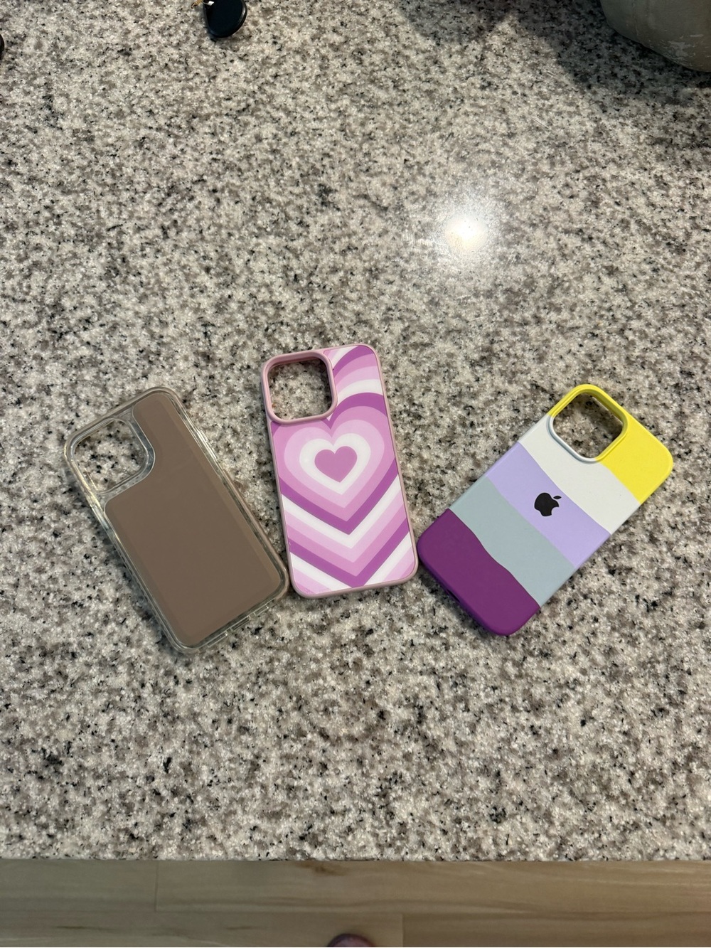 Apple Compatible Pink Heart & Multicolor Stripe iPhone Cases (Set of 3)